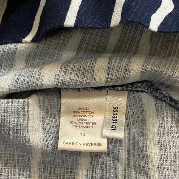 Eva Mendes - NY & Co Courtney Sleeveless Stripe Fit & Flare Dress, Navy Blue, 14 - Picture 7 of 11